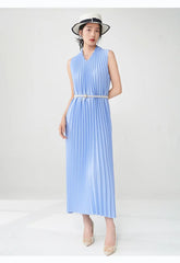 Contemporary Modern Sleeveless Pleated Midi Dress
